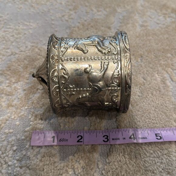VINTAGE SILVER PLATE MONEY BOX CAROUSEL DESIGN GUC can use some cleaning - Picture 7 of 7